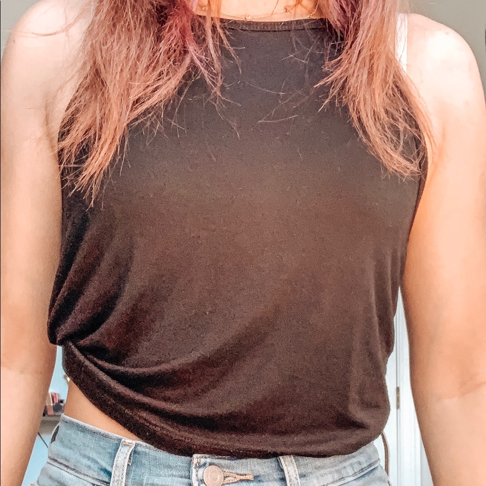 black high neck tank top! large, but runs small